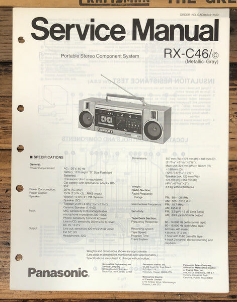 Technics RX-C46 Portable Stereo Service Manual *Original*