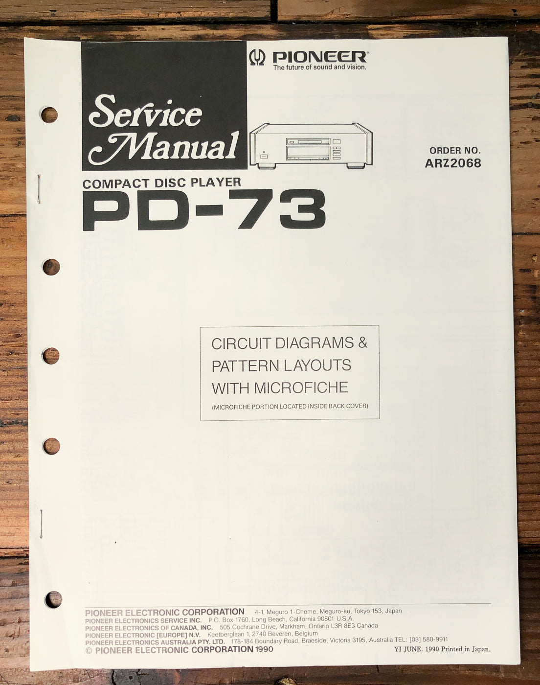 Pioneer PD-73 CD Player Service Manual *Original*