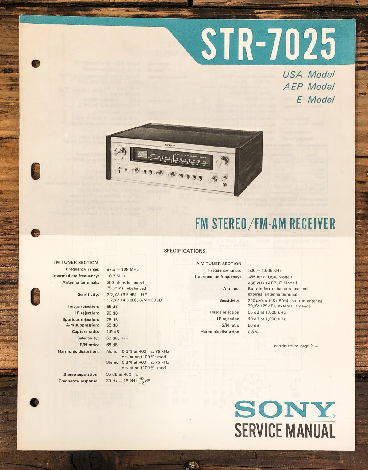 Sony STR-7025 Receiver Service Manual *Original*