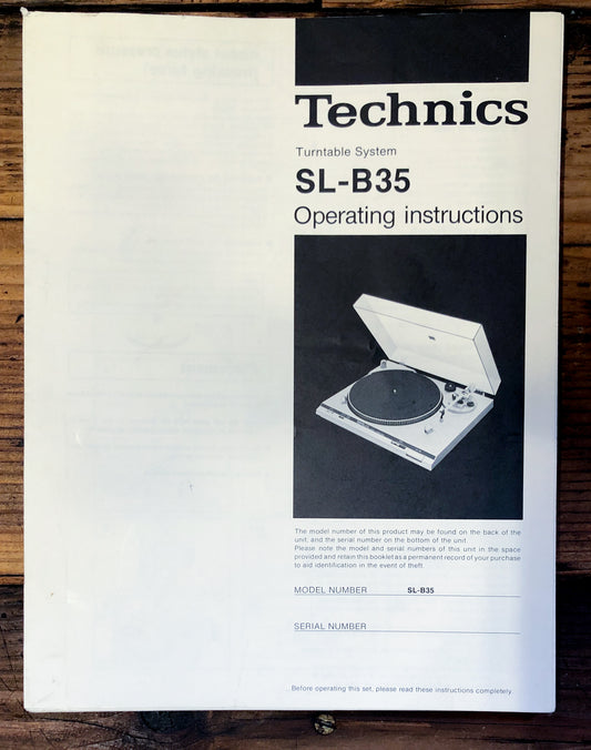Technics SL-B35 Record Player / Turntable  Owner / User Manual *Original*