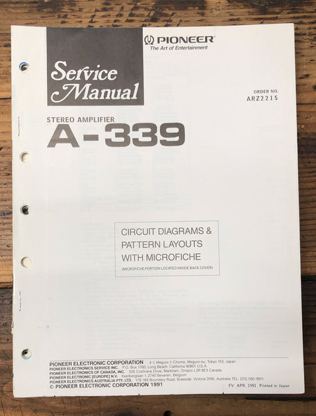 Pioneer A-339 Amplifier  Service Manual *Original*