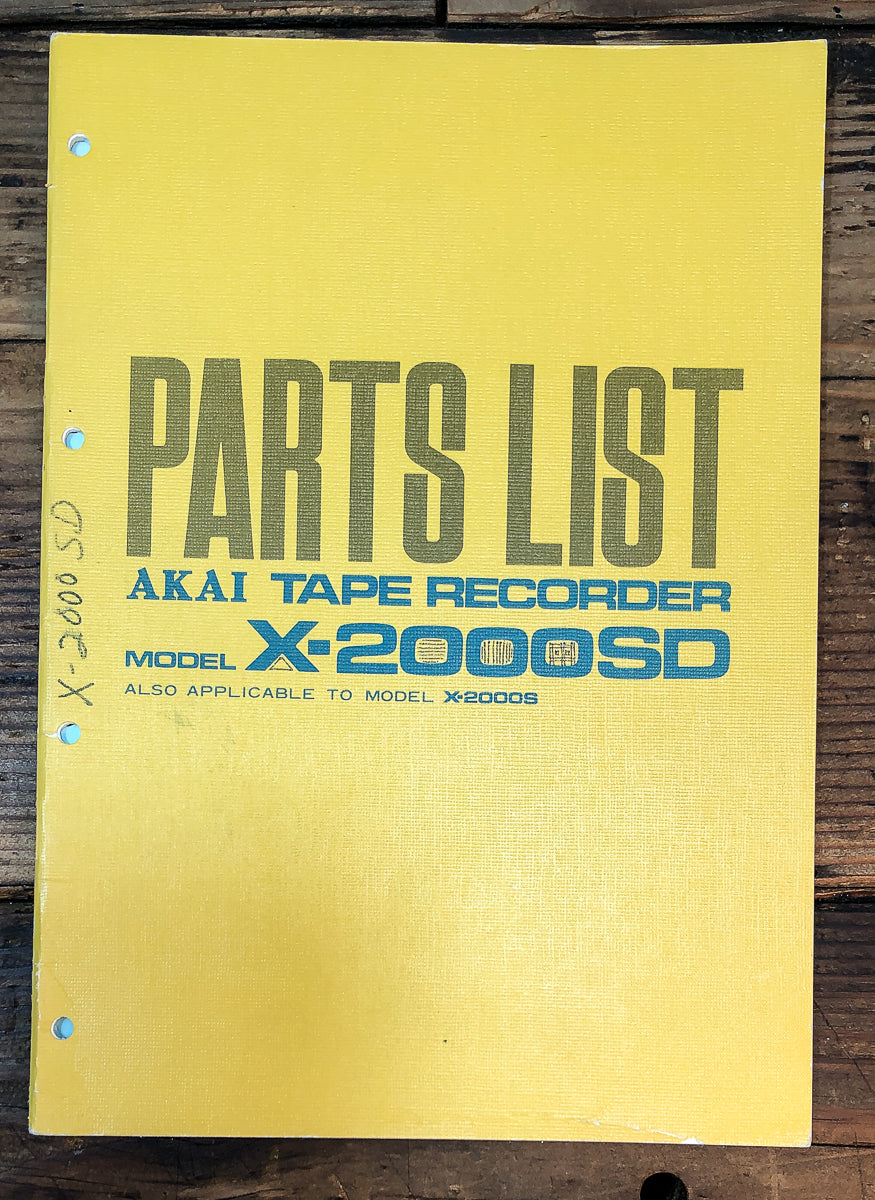 Akai Model X-2000SD  Parts List Manual *Original*