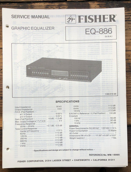 Fisher EQ-886 Equalizer  Service Manual *Original*