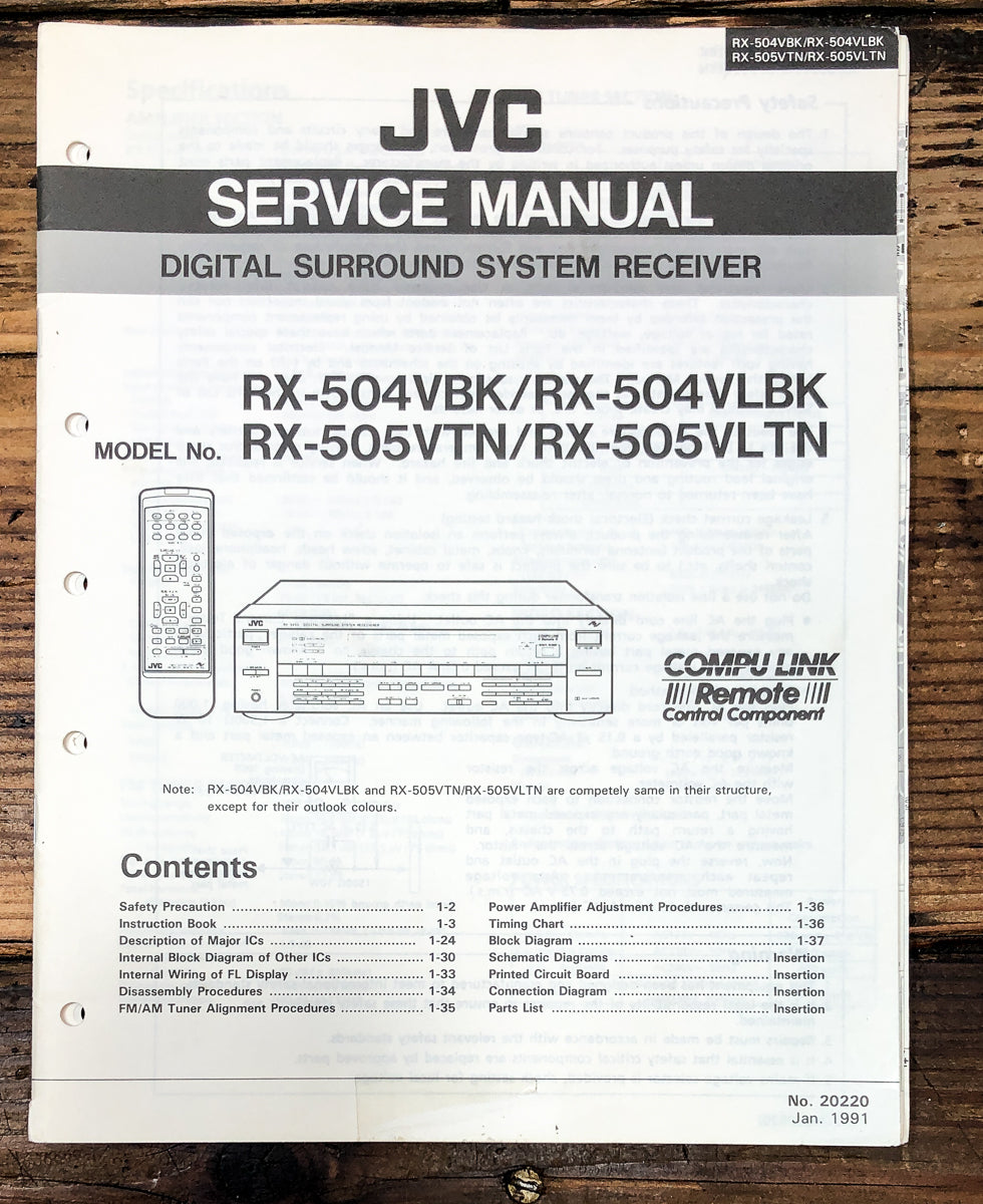 JVC RX-504 RX-505 VTN Receiver Service Manual *Original*
