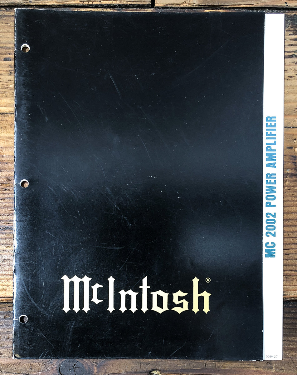 McIntosh MC-2002 MC 2002 Amplifier Owners / User Manual *Original*