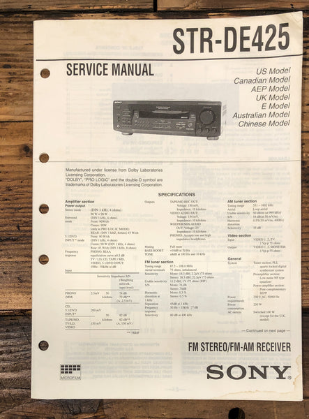 Sony STR-DE425 Receiver Service Manual *Original*