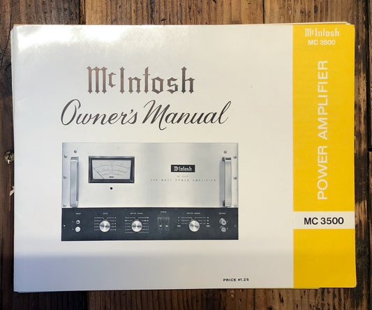 McIntosh  MC-3500 MC3500 Amplifier   Owner / User Manual *Original*