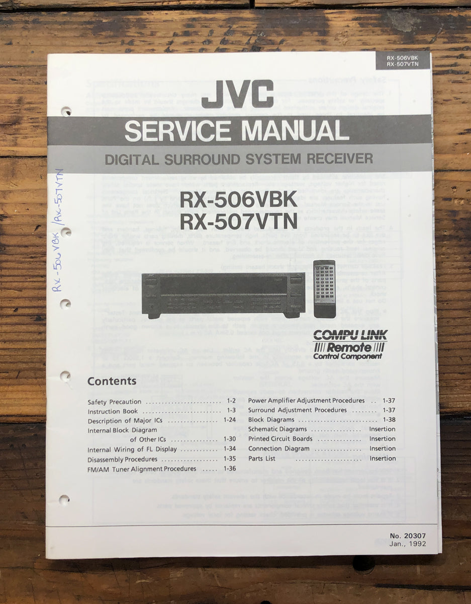 JVC RX-506 RX-507 Receiver Owner & Service Manual  *Original*