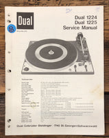 Dual Model 1224 1225 Record Player / Turntable Service Manual *Original*