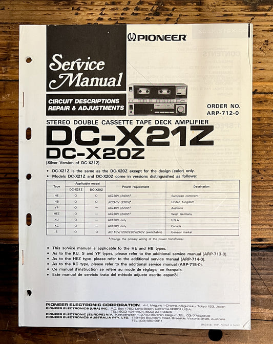 Pioneer DC-X21Z DC-X20Z Stereo  Service Manual *Original*