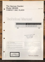 Harman Kardon HD300 HD-300 CD Player  Service Manual *Original*