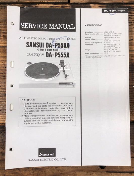 Sansui DA-P550A DA-P555A Record Player / Turntable  Service Manual *Original*