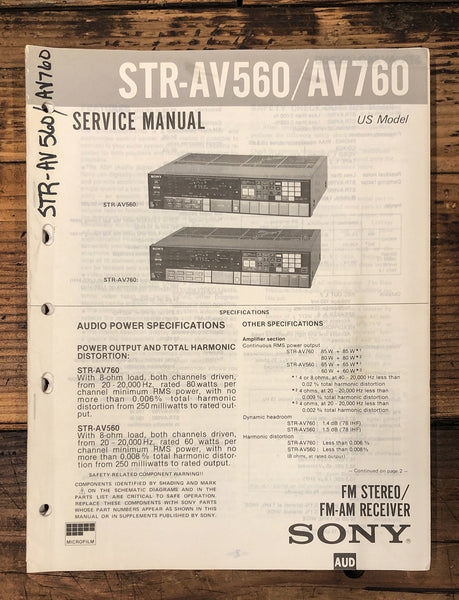 Sony STR-AV560 STR-AV760 Receiver  Service Manual *Original*