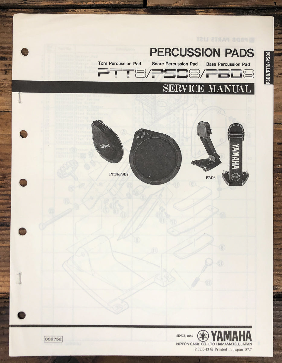 Yamaha PTT8 PSD8 PBD8  Percussion Pads Service Manual *Original*