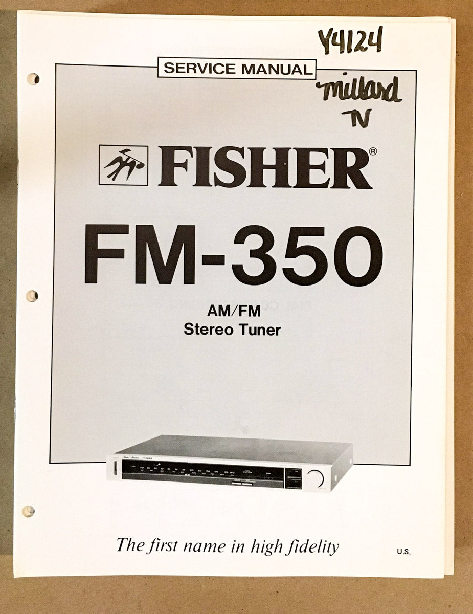 Fisher FM-350 Tuner Service Manual *Original*
