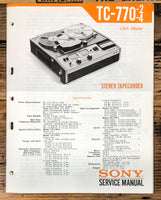 Sony TC-770 TC-770-2 TC-770-4 Reel to Reel  Service Manual *Original*
