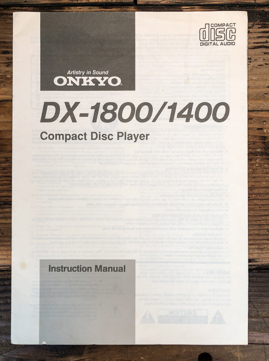 Onkyo DX-1400 DX-1800 CD Player Owners / User Manual *Original*