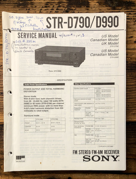 Sony STR-D790 STR-D990 Receiver  Service Manual *Original*