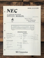 NEC AV-210 AV Center  Service Manual *Original*