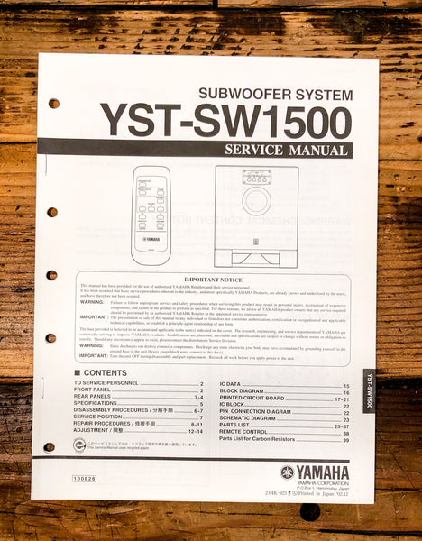 Yamaha YST-SW1500 Subwoofer / Speaker  Service Manual *Original*