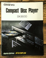 Onkyo DX-3500 CD Player 3 pg Dealer Brochure  *Original*