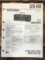 Sony CFD-450 Radio Service Manual *Original*