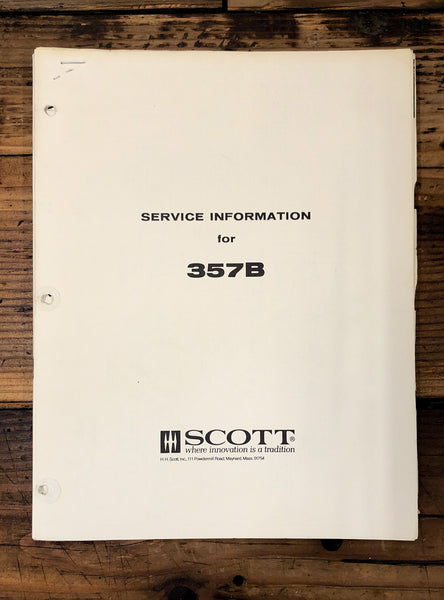 HH Scott Model 357B Receiver  Service Manual *Original*