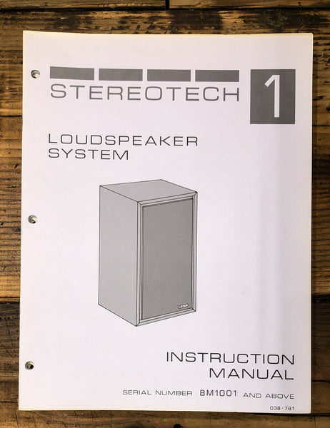 McIntosh Stereotech Model 1 Speaker  Service Manual *Original*