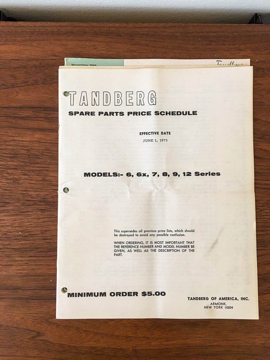 Tandberg Model  6 6x 7 8 9 12  Spare Parts Price List *Original*