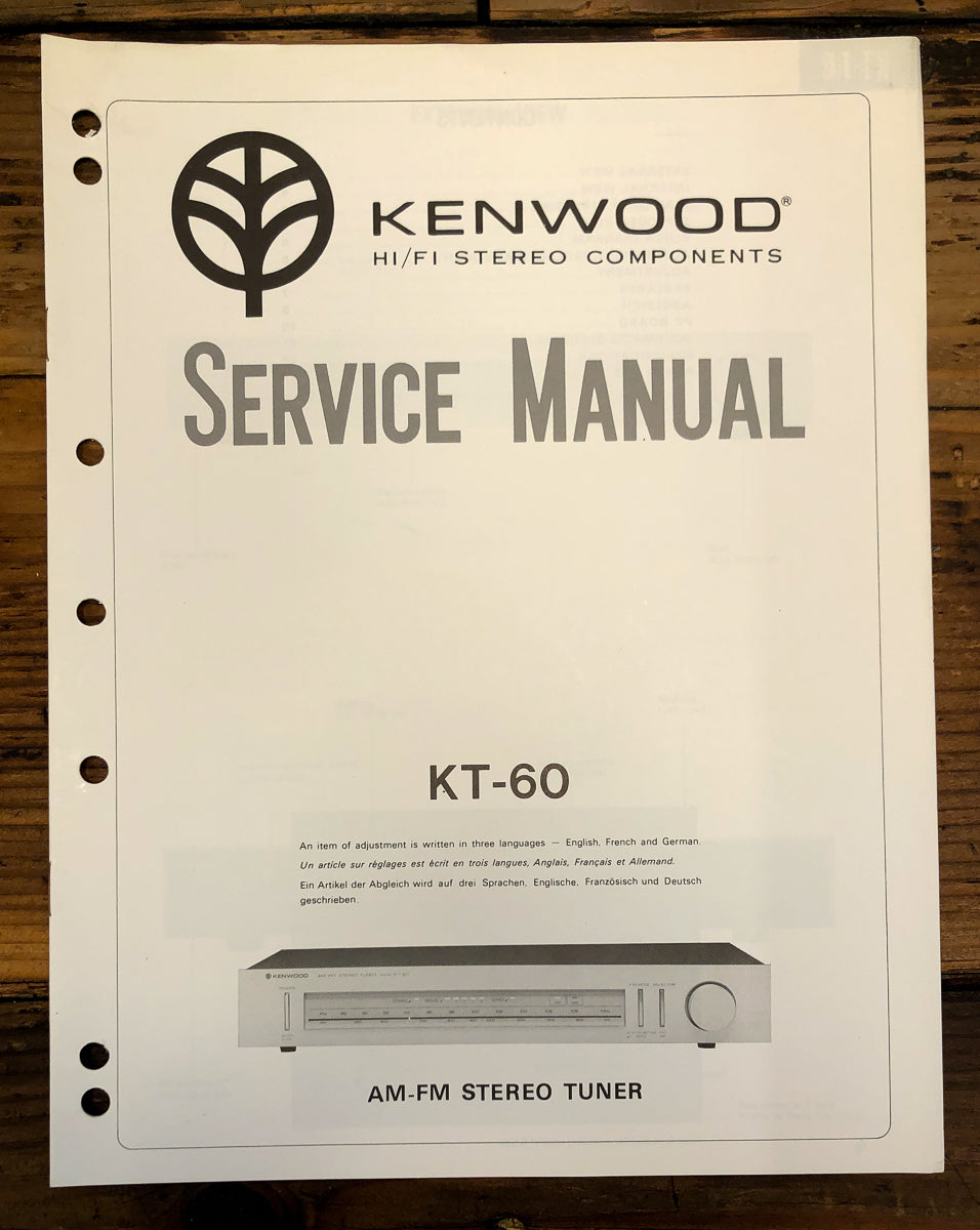 Kenwood KT-60 Tuner Service Manual *Original*
