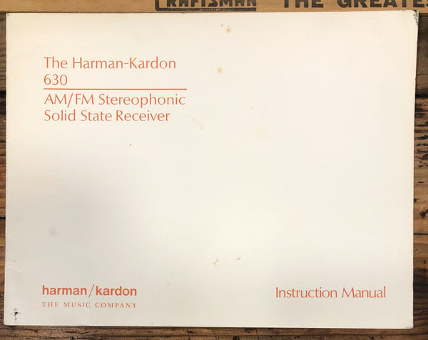 Harman Kardon Model 630 Receiver Service Manual *Original*