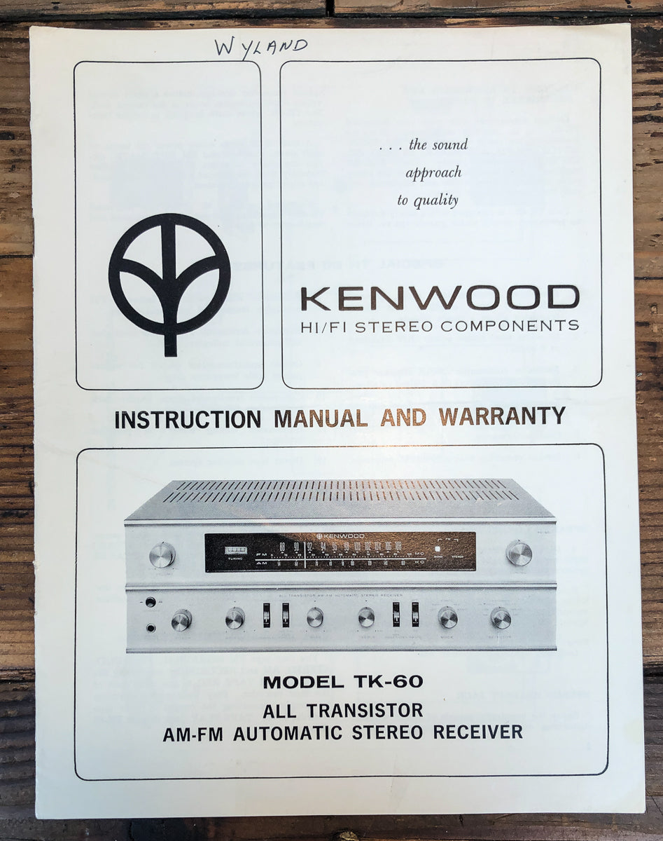 Kenwood TK-60 Receiver Service Manual *Original*
