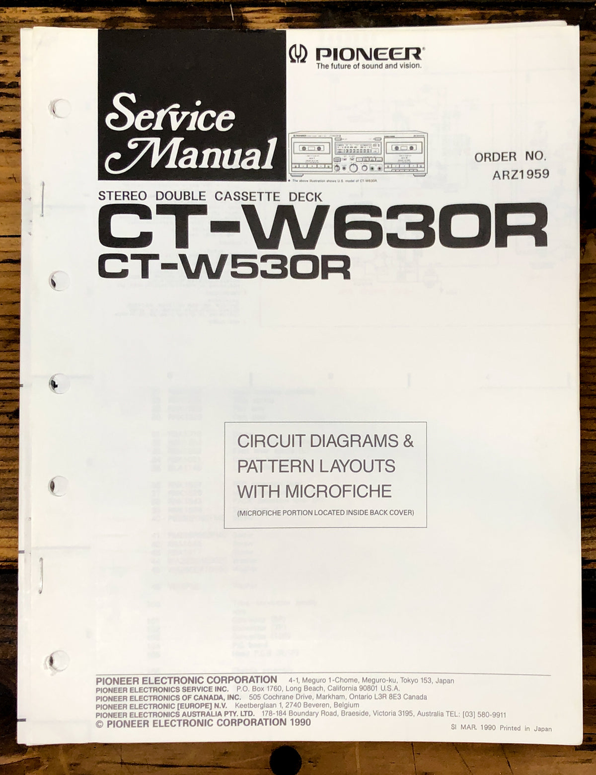 Pioneer CT-W630R CT-W530R Cassette Service Manual *Original*