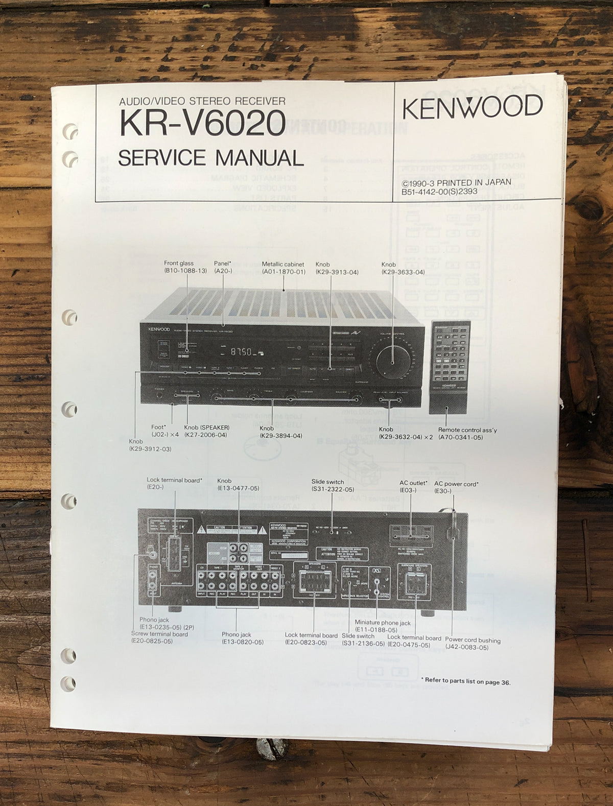 Kenwood KR-V6020 Receiver  Service Manual *Original*