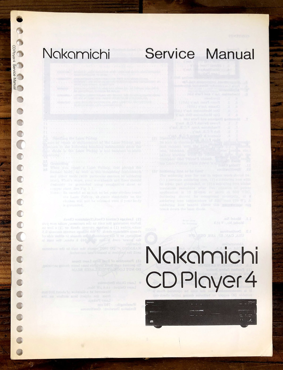 Nakamichi CD Player 4 Compact Disc Player Service Manual *Original*
