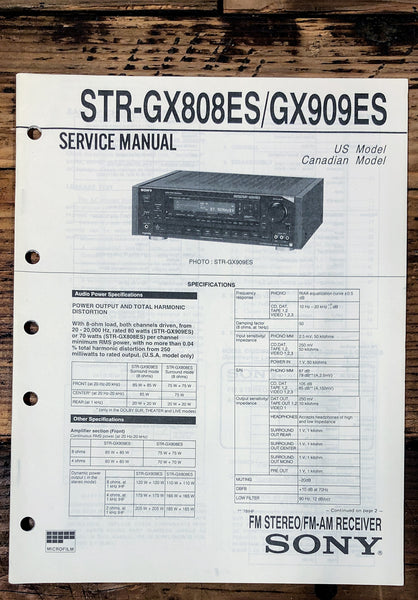 Sony STR-GX808ES STR-GX909ES Receiver  Service Manual *Original*