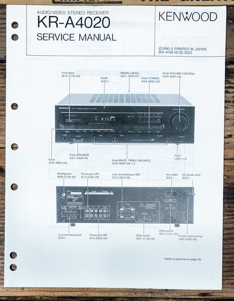 Kenwood KR-A4020 Receiver  Service Manual *Original*