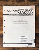 Yamaha CD-1000 -2000 -2000M CD Player Supp. Service Manual *Original*