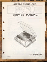 Yamaha P-750 Record Player / Turntable  Service Manual *Original*