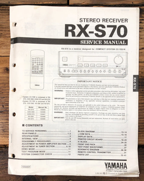 Yamaha RX-S70 Receiver  Service Manual *Original*