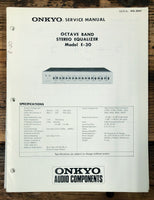 Onkyo E-30 Equalizer  Service Manual *Original*