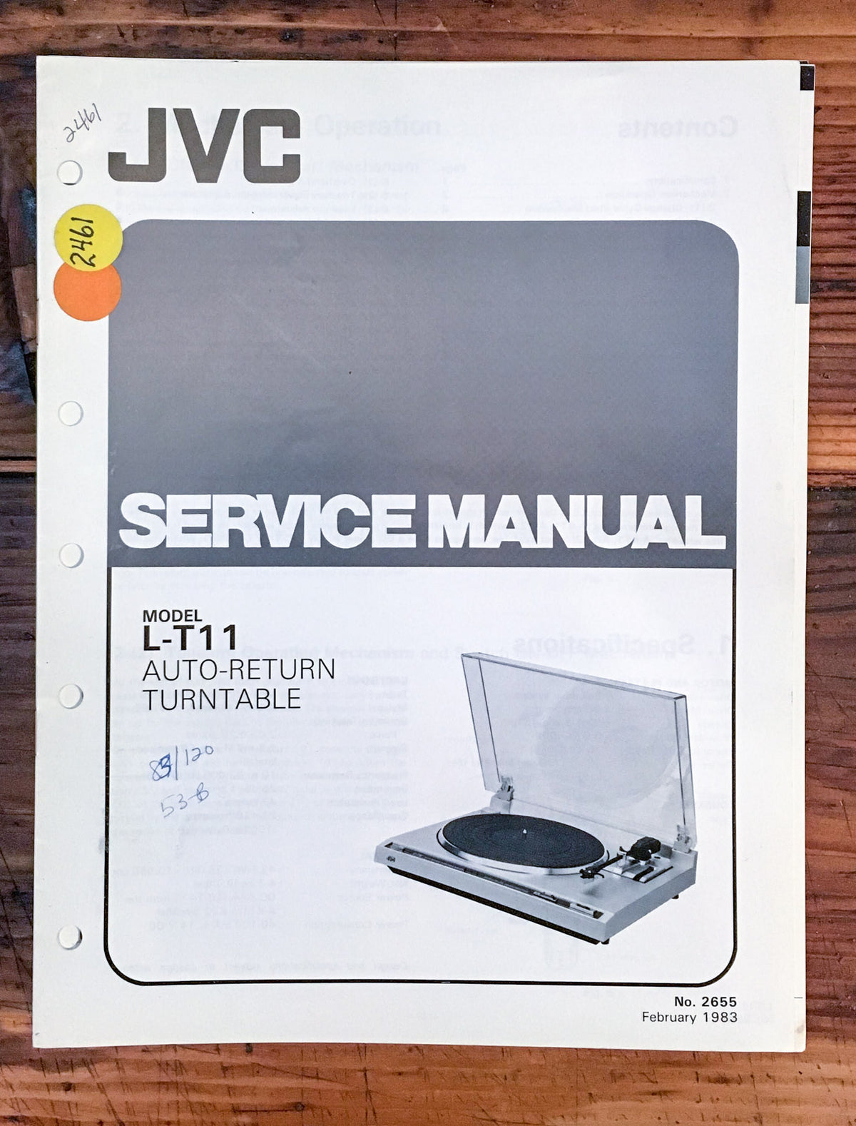 JVC L-T11 Record Player / Turntable  Service Manual *Original*