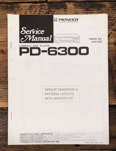 Pioneer PD-6300 CD Player  Service Manual *Original*
