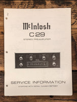 McIntosh C 29 C29 Preamplifier  Service Manual *Original* #2