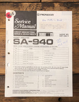 Pioneer SA-940 Amplifier  Service Manual *Original*