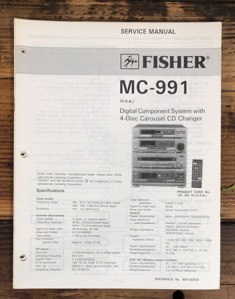 Fisher MC-991 Stereo  Service Manual *Original*