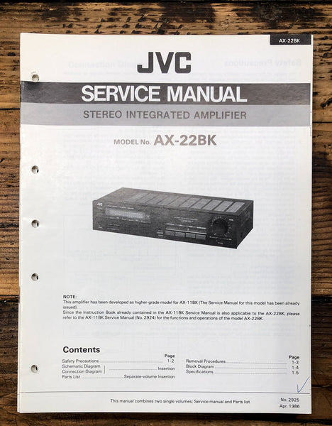 JVC AX-22 AX-22BK Amplifier  Service Manual *Original*