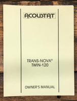 Acoustat Trans-Nova TWIN-120 Preamplifier  Owner / User Manual *Original*