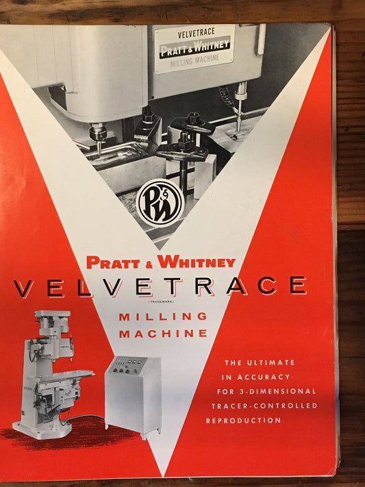 Pratt Whitney Velvetrace Milling Machine 3 pg Dealer Brochure *Orig*