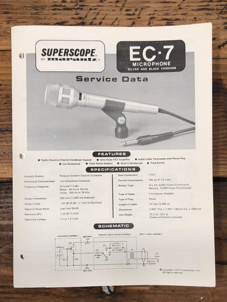 Superscope EC-7 Microphone  Service Manual *Original*